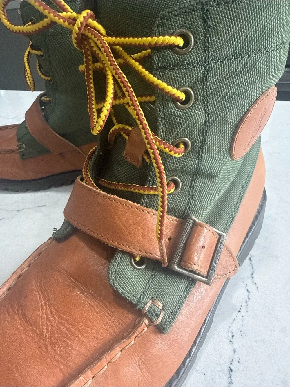 Polo Ralph Lauren Ranger Hi II Leather & Textile Lace-Up Boots Boys Size 5